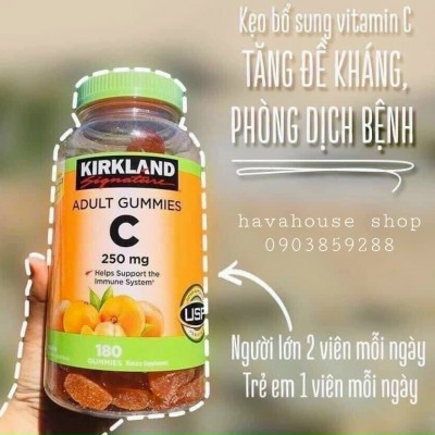 Kẹo Dẻo Bổ Sung Vitamin C Kirkland Adult Gummies C 180 Viên